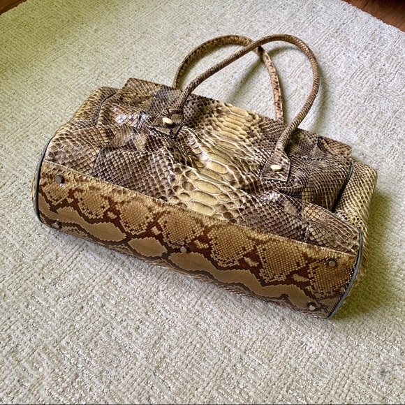 Natural metallic python tote handbag - Picture 5 of 7
